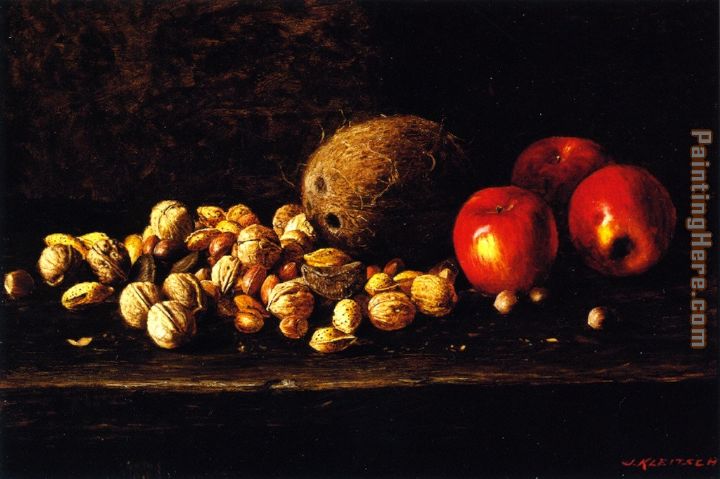 Joseph Kleitsch Untitled Still Life with Nuts, Coconut and Apples